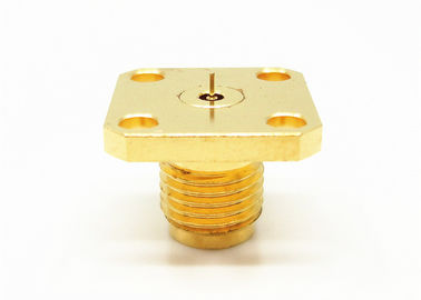Ouro Revestido 2.4mm Fêmea Direita 4 Buracos Flange Monte Conector de onda milimétrica