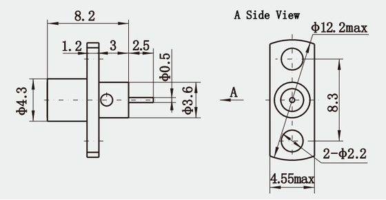 Stainless Steel SMP Male Limited Detent PCB Mount RF Plug With 2-hole Flange