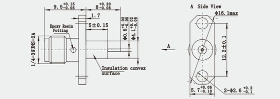 SMA Female 2-hole Flange Brass RF Coaxial Connector for Aerospace Application