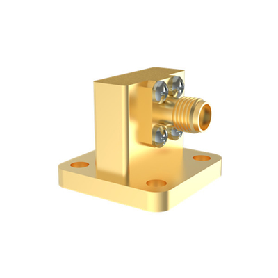 Revestimento em ouro WR42 BJ220 A K2.92mm Guia de ondas feminina para adaptador de coaxial 17,6GHz ~ 26,7GHz K / BJ220-KF6