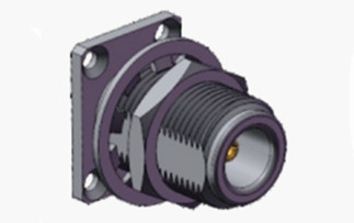 Conector coaxial RF de montagem de flange feminino de parede N revestido de níquel