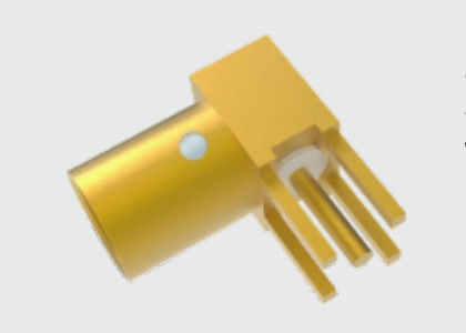 Conector Microstrip RA SMP Macho Semi Detent para Montagem por Solda em Furo Passante em PCB