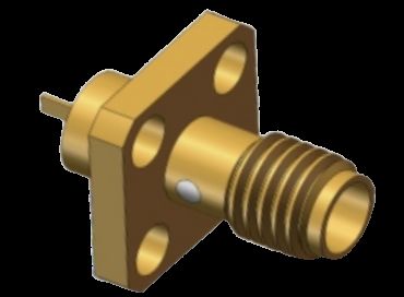 SSMA Conector coaxial de RF feminino com 4 buracos, montado em flange com microstrip plano 18GHz 50Ω