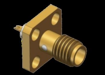 Conector Coaxial RF SSMA Fêmea Reta 4 Furos Montagem em Flange Microstrip com Copo de Solda