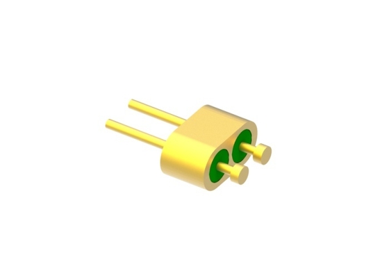 Conector hermético vidro-metal com cabeça de prego de 2 pinos e superfície de ligação de fio de ouro MC-1085-JH