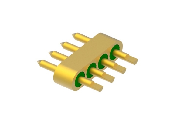 Conector hermético de vidro a metal chanfrado de 4 pinos com superfície de ligação de fio de ouro MC-2061T-JH
