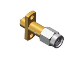 Parafuso 10-36UNS-2 SSMA RF flange mount conector coaxial RF banhado a ouro, projetado para sistemas de comunicação