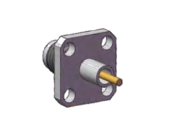 Conector RF 40GHz 2.92mm Fêmea Flange Quatro Furos Montagem em Painel Diâmetro do Pino Correspondente 0.051 polegadas (1.3mm) Espaçamento dos Furos da Flange 0.339 polegadas (8.6mm)