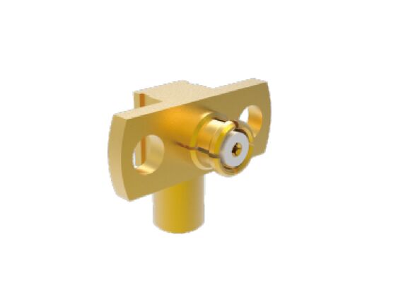 50Ω 18GHz SMP Fêmea SMP Jack Ângulo Direito 2 Furos Flange Conectores RF Aeroespaciais Acoplamento para Cabo .086