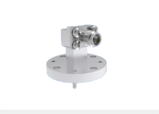 WR22 BJ400 Guia de onda de ângulo reto para adaptador coaxial de 2,4 mm 4 buracos Montar flange redondo 23,9GHz-50,1GHz Componentes de guia de onda aeroespacial de banda Ka