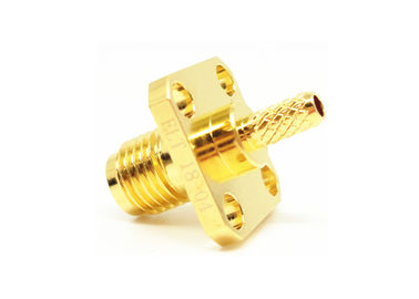 os furos fêmeas do acessório 4 da solda do conector de 50Ohm SMA RF flangeiam montagem