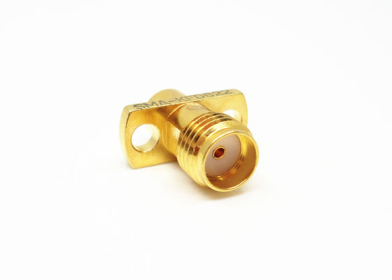Conector de bronze da montagem SMA da flange chapeada do ouro dos furos da fêmea 2 da série do Microstrip