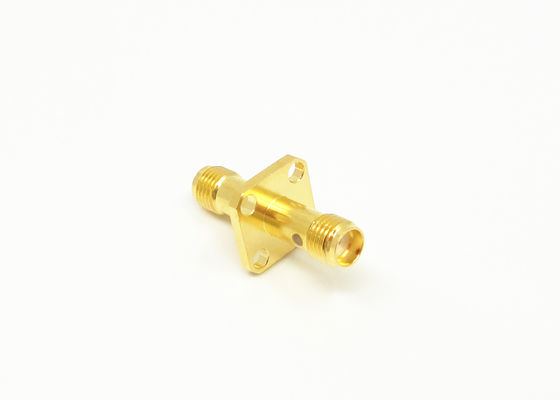 4 ouro do conector da antena do conector da montagem SMA RF da flange do furo/RF chapeado