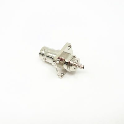 conector elétrico da flange da baioneta BNC dos furos 50Ohm 4 folheado a níquel